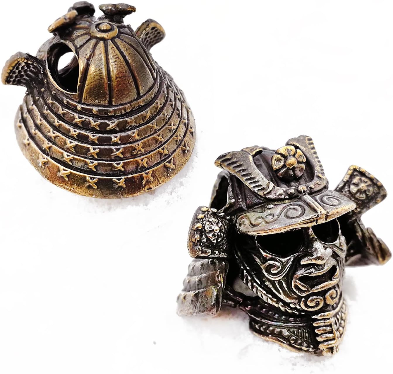 СooB EDC Paracord Bead, Beard Bead, Knife Lanyard Bead Samurai Helmet. Metal Hand-Casted Paracord Beads Pendants for Paracord Knives Lanyards 1Pcs/Lot