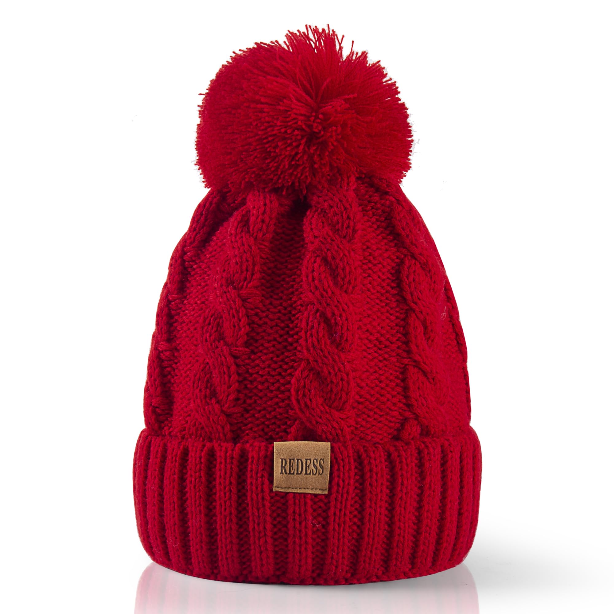 REDESS Cappello Invernale da Donna con Pom Pom Beanie Caldo Foderato in Pile Spesso Slouchy Snow Knit Chunky Baggy Skull Berretto da Sci