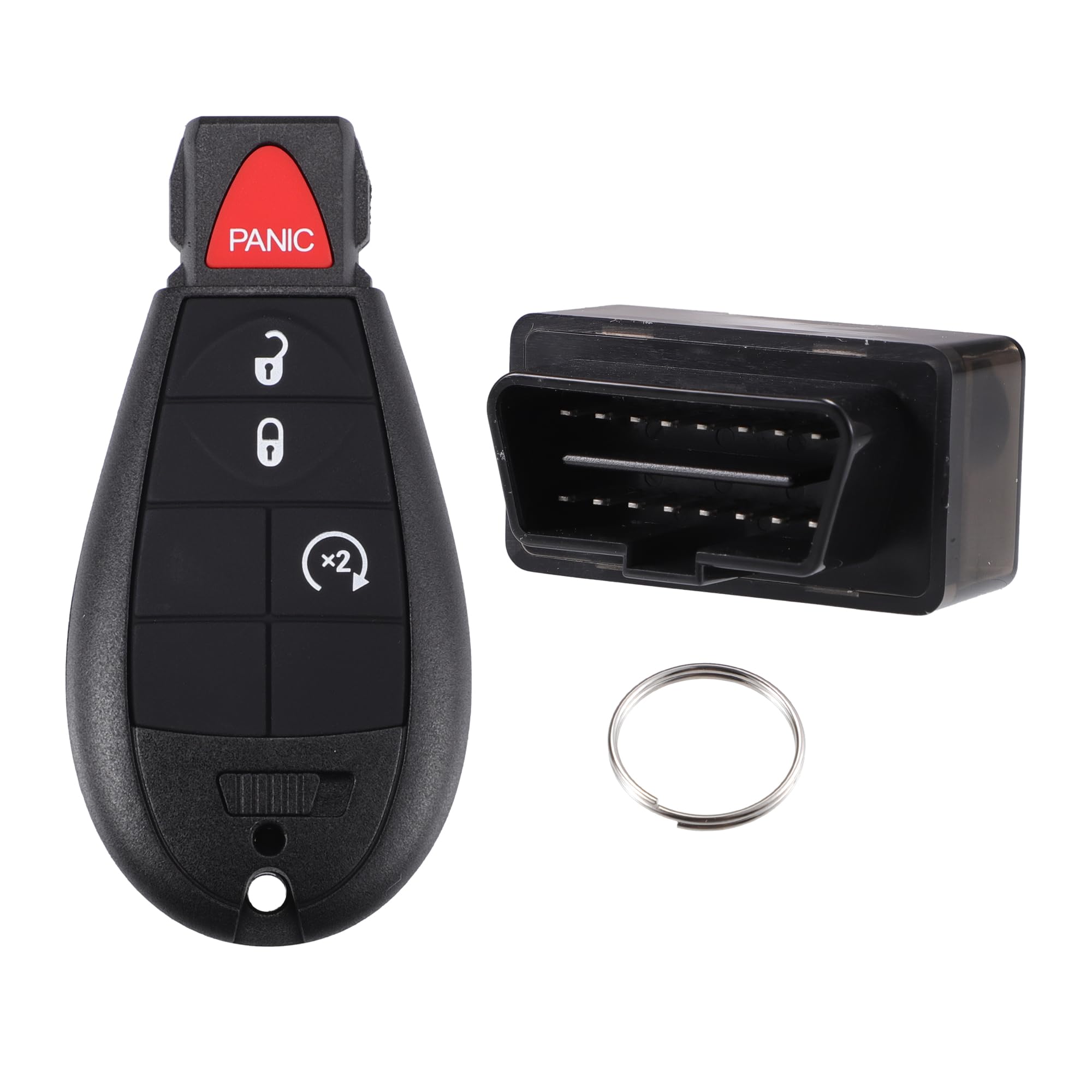 X AUTOHAUX Key Programmer with Keyless Entry Remote Key Fob Replacement for Dodge Challenger Charger for Ram 1500 2500 3500 08-2012 M3N5WY783X 433Mhz with Chip 4 Button OBD2 Tool