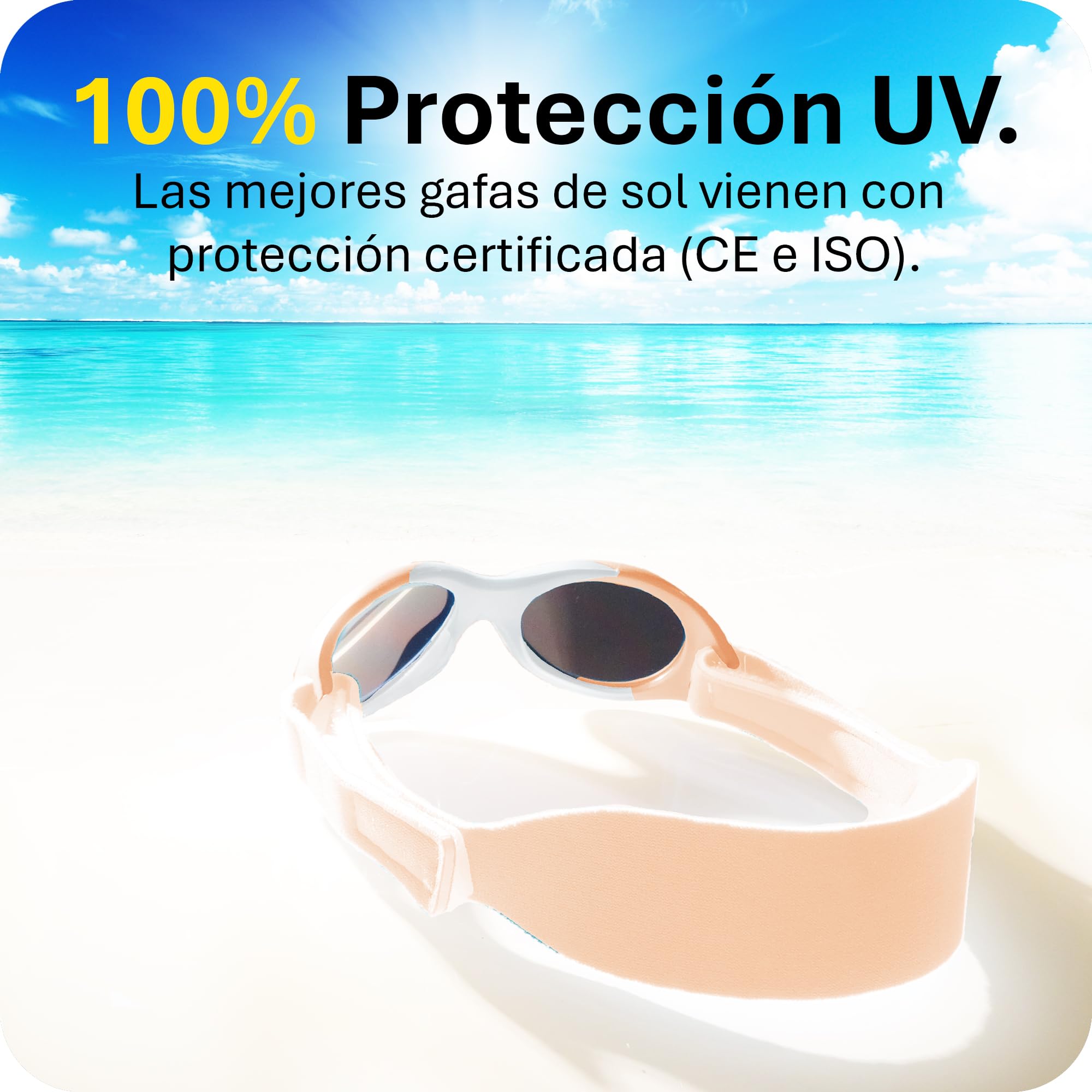 Mausito gafas de sol para bebés 0-18 meses UV400 & lentes categoría 3 | Gafas de sol infantiles flexibles con correa ajustable y suave | Ajuste seguro | Diseño europeo