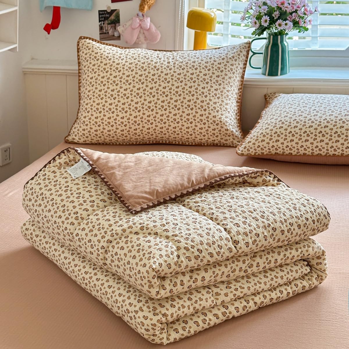 Mateju Copriletto Trapuntato in Morbida Microfibra,100gr/mq Trapuntino Quilt Modello Leggero Matrimoniale Primaverile Estivo, per Coperta Letto Singolo/Piazza e Mezza (Forma a cuore,200x230cm)