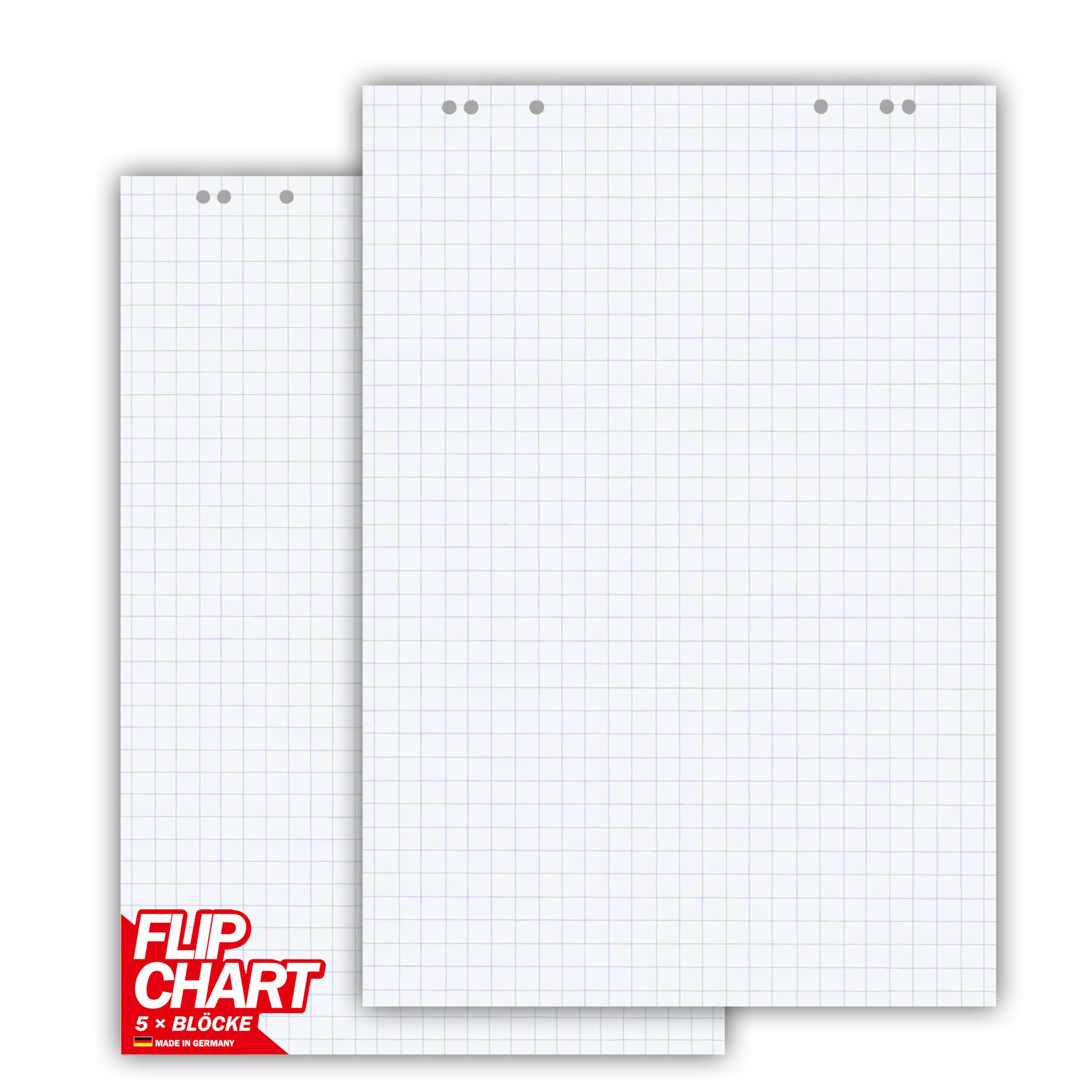 Conipa® - 2 blocs de papier pour tableau de conférence 68 x 99 cm blanc (carrés) 80 g/m² – 2 blocs de 20 feuilles – Papier pour tableau blanc pour tableaux et réunions (2 blocs quadrillés)