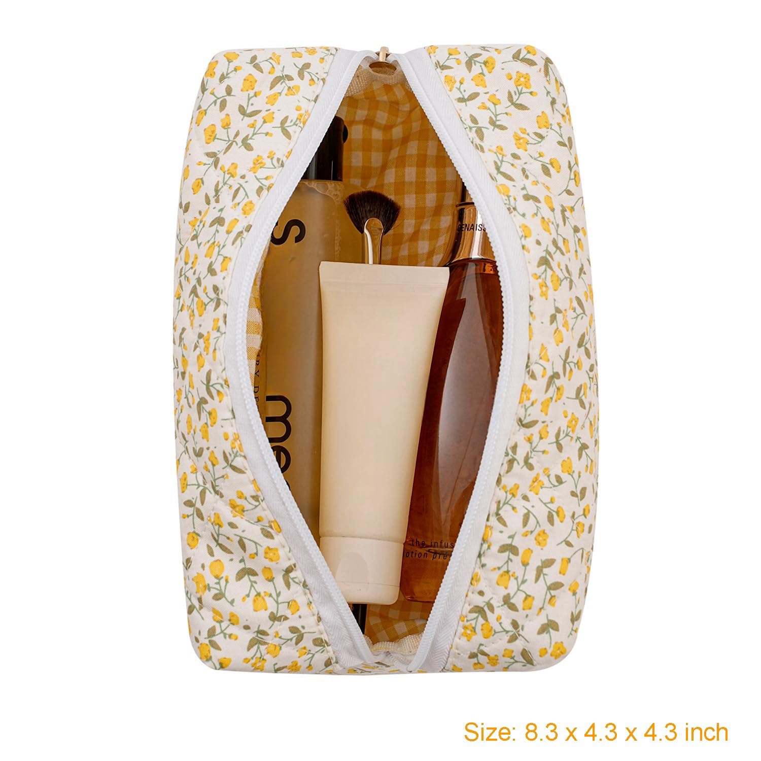 Gleyemor Kleine gesteppte Make-up-Tasche für Damen, niedliche Blumenschleife, Kosmetiktasche, Notfalltasche, Reise-Kulturbeutel, Baumwollbeutel, Geschenke für Mädchen, Mutter, Freundin, Schwester