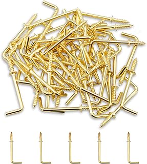 LEONTOOL 50 PCS Right Angle Screws Hook 1-1/2 Inch 7-Shaped Screw Self-Tapping Screws L Shape Hooks L Shape Nail Hook Fastener Accessories for Hanging Home/Workplace/Office