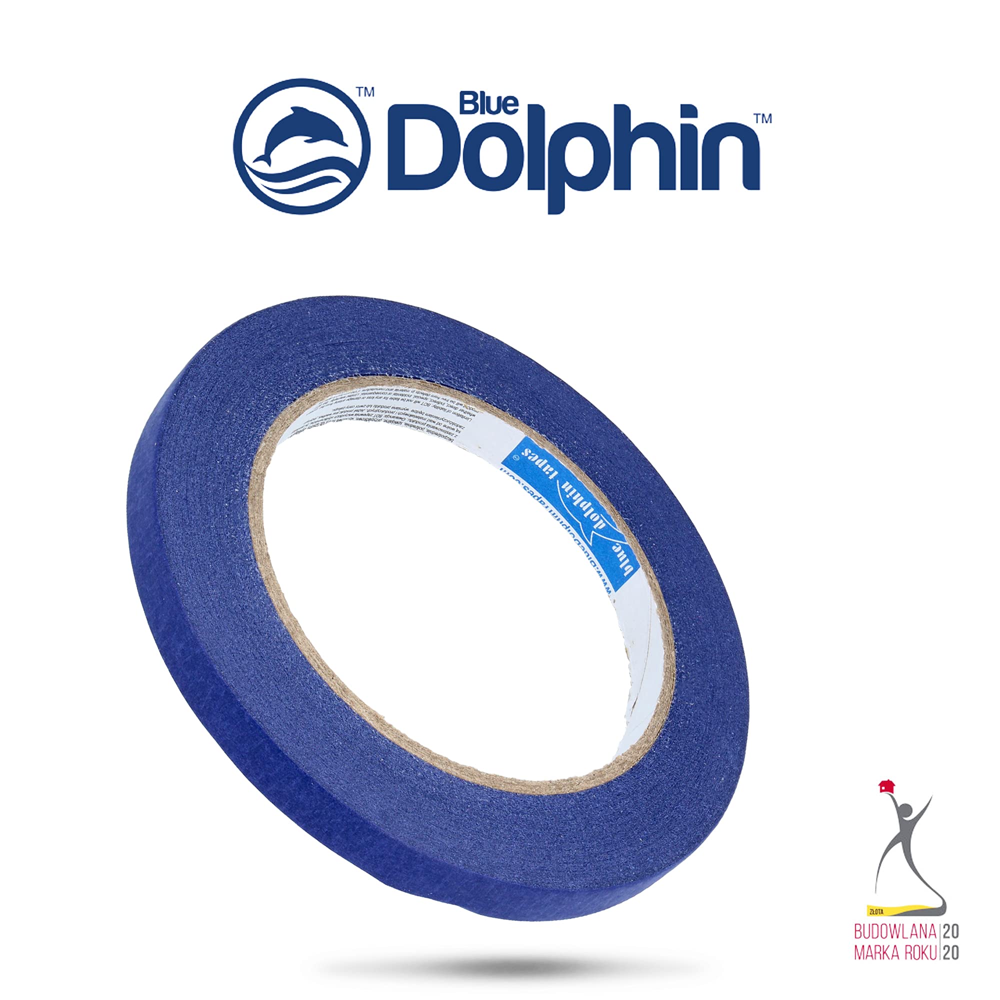 Blue Dolphin™ WASHI professionele crêpeband, schilderstape, 35 mm x 50 m, geel, afplakband, plakband, papierplakband voor afdek- en schilderwerk, binnen en buiten, uv-bestendig