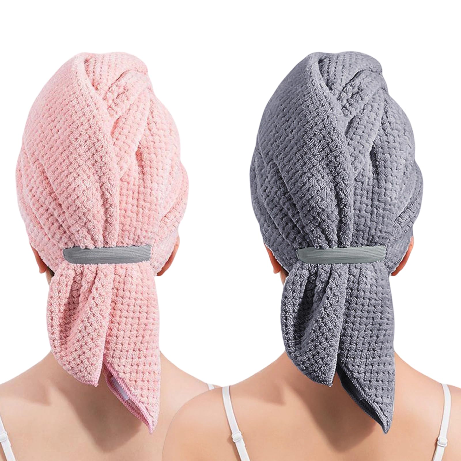 Jazuaiao Pineapples Grids Quick Dry Hair Towel Wrap for Wet Super Absorbent Microfiber with Elastic Band for Women Long Microfiber