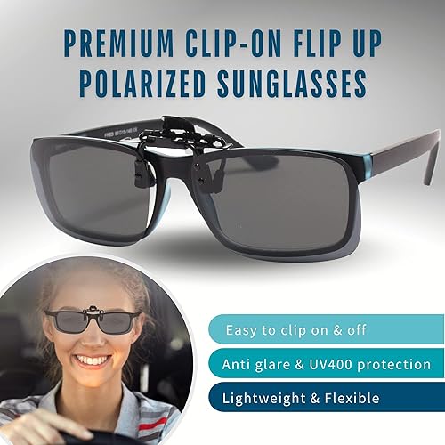 Miniatura 2 de BLUE CUT Gafas de visión nocturna polarizadas con clip, gafas de sol abatibles UV-400 para llevar sobre gafas graduadas para conducir nocturno,