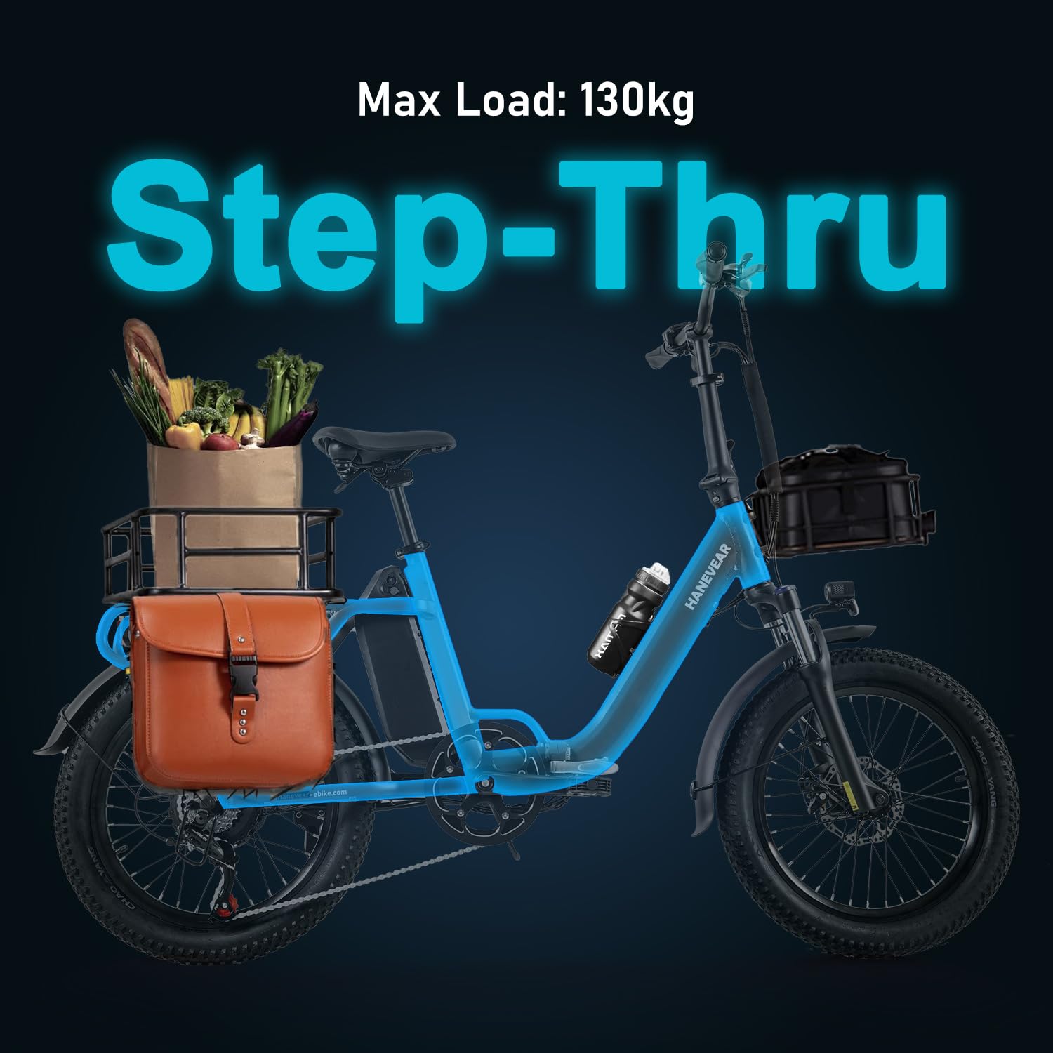 HANEVEAR H6-Light E Bike Klapprad, Elektrofahrräder mit Drehmomentsensor | 48V 14,5Ah Akku bis zu 120km+ | 55N.m 250W-Motor | 3.0'' Fat E-Bike, Off-Road Pedelec EBike Herren Damen