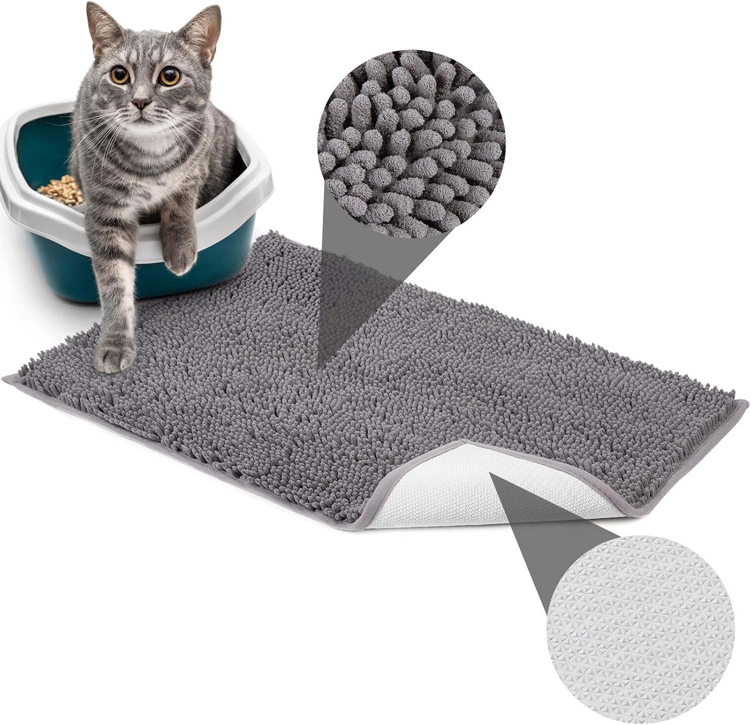 Cat Litter Mat 24" x 30" Soft Kitty Litter Trapping Mats