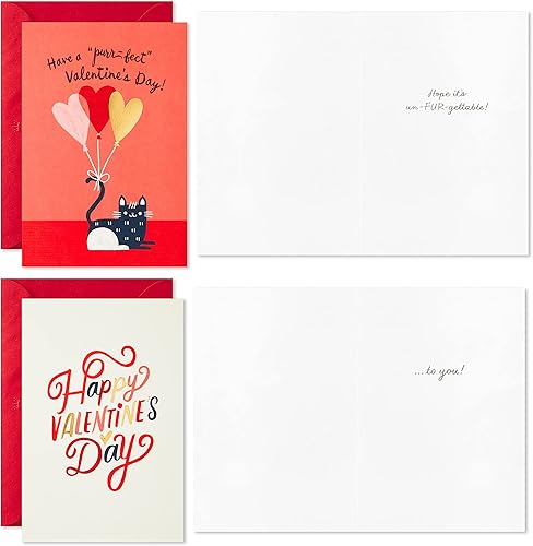 Miniatura 6 de Tarjetas Hallmark surtidas para Día de San Valentín, lámina color dorado (36 tarjetas y sobres)