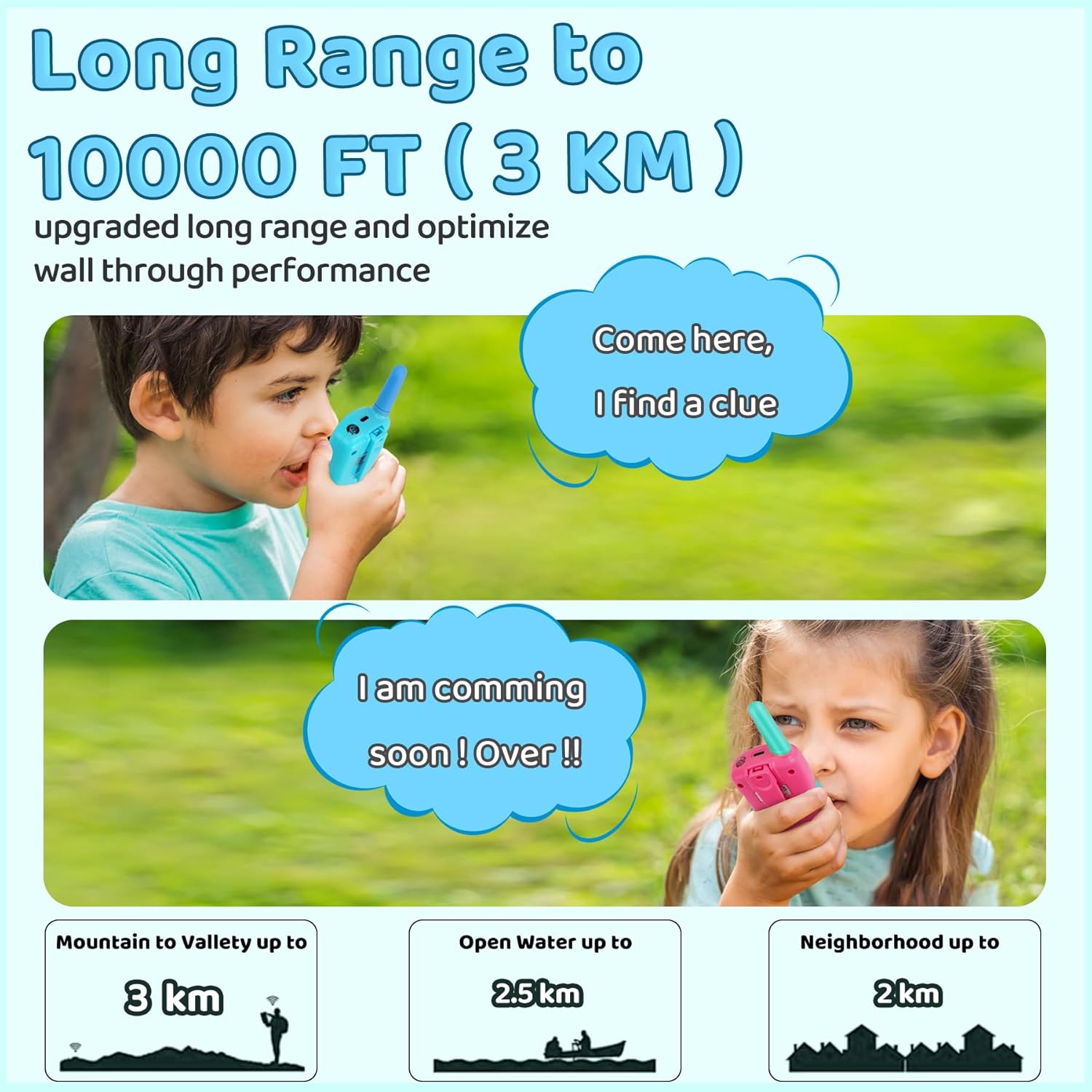 Vvinca Walkie Talkies for Kids Rechargeable 4 Pack, 3 Mile Walkie Talkie Long Range, Christmas Birthday Gift for Age 3-12 Boy Girl with Flashlight 22CH 2 Way Radio for Adventure Camping Outdoor Hiking - Image 4