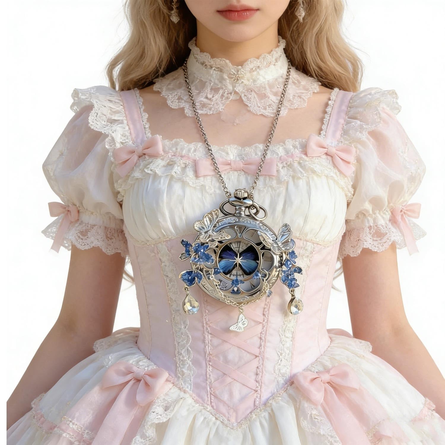 Schmetterling Taschenuhr Anhänger Silber Innen rotierendes Exemplar mit römischen Ziffern Einzigartiges Vintage Insekt Schmuck Geschenk Damen Anhänger
