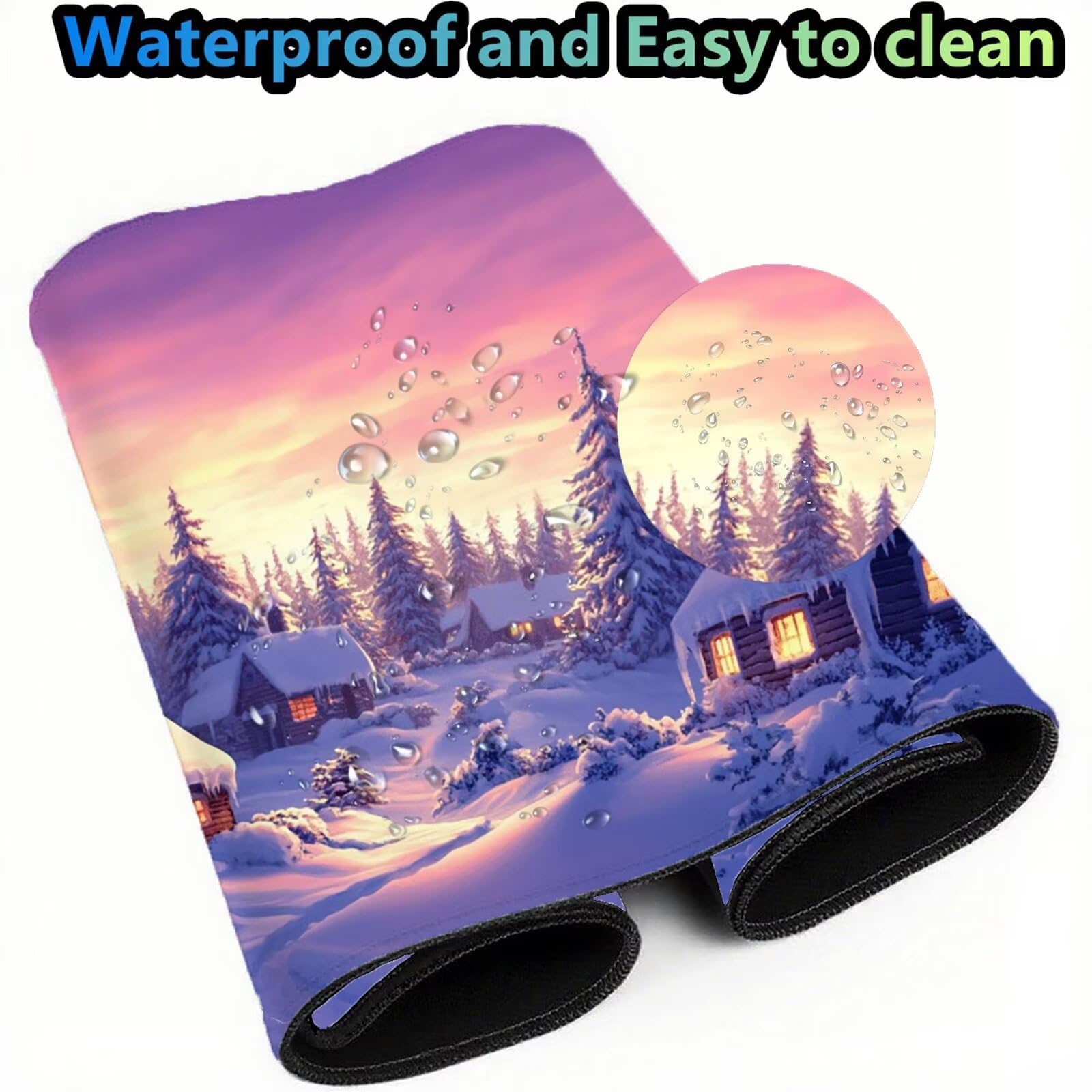 Podkładka pod mysz 1200 x 600 x 3 mm Śnieżna Podkładka pod mysz XXL Kabinowa, antypoślizgowa gumowa podstawa Szwy na krawędziach Podkładka pod mysz Ulepszona dokładność i szybkość, do komputerów