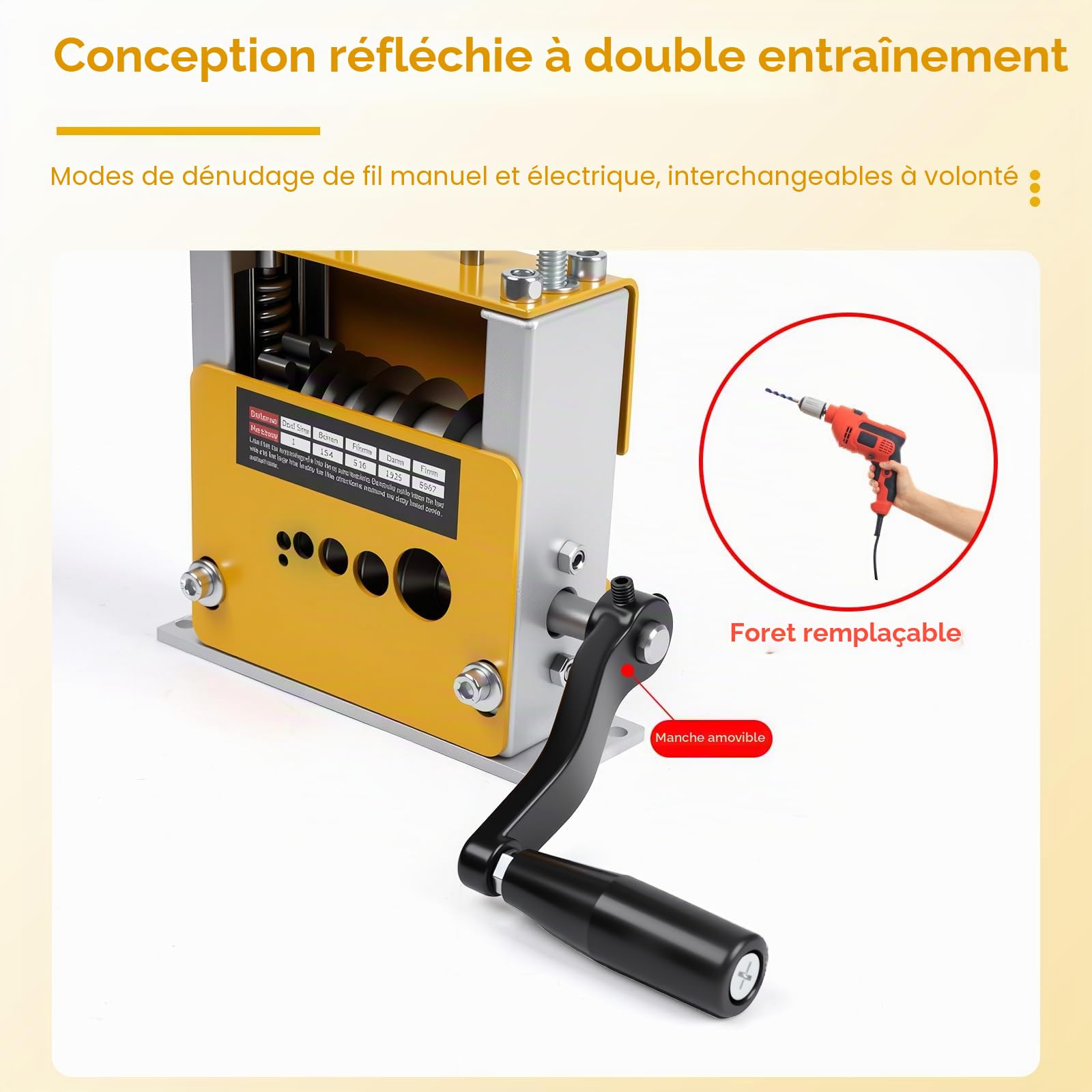 Machine à dénuder, machine à dénuder les câbles pour câbles de 3 à 17 mm, machine à dénuder manuelle électrique, machine à dénuder les câbles avec 6 canaux et lames, dénudeur de câbles pour le