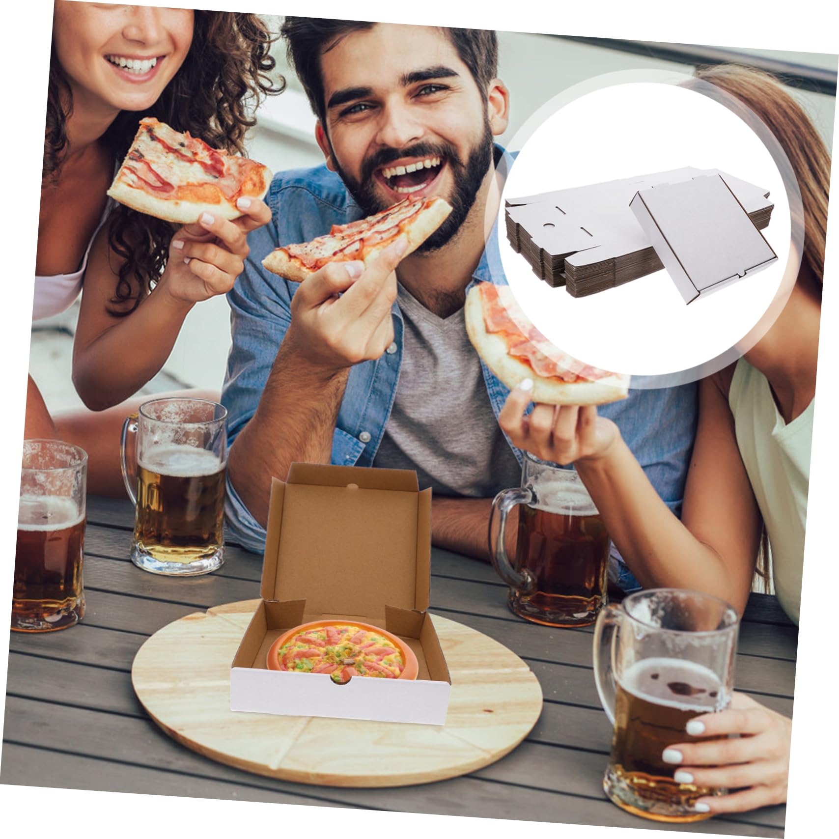 ULTECHNOVO 30Szt Białe Kartonowe Pudełka Pizzę Cali Małe Wodoodporne Pudełka Ekologiczne Opakowanie Pizze i Ciastka Wielokrotnego Użytku Zabezpieczające Świeżość