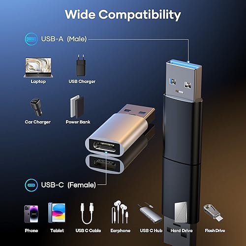 Miniatura 5 de USB C to USB Adapter (4 Pack), USB C Female to USB Male 3.0, USB Type C Adapter Compatible with iPhone 15141312, iPad ProMiniair, Samsung Galaxy S21