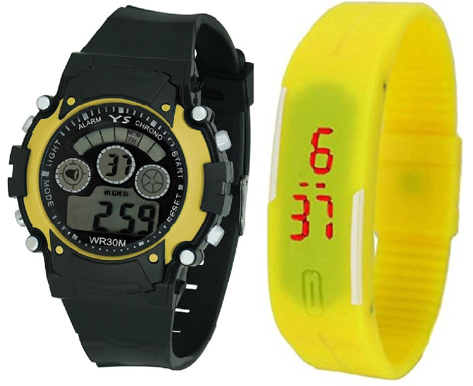 Pappi Haunt Pack of 2 Multifunction Digital Sports & Yellow Led Band Wrist Watch for Kids (B01L9QHVYQ) Amazon Price History, Amazon Price Tracker