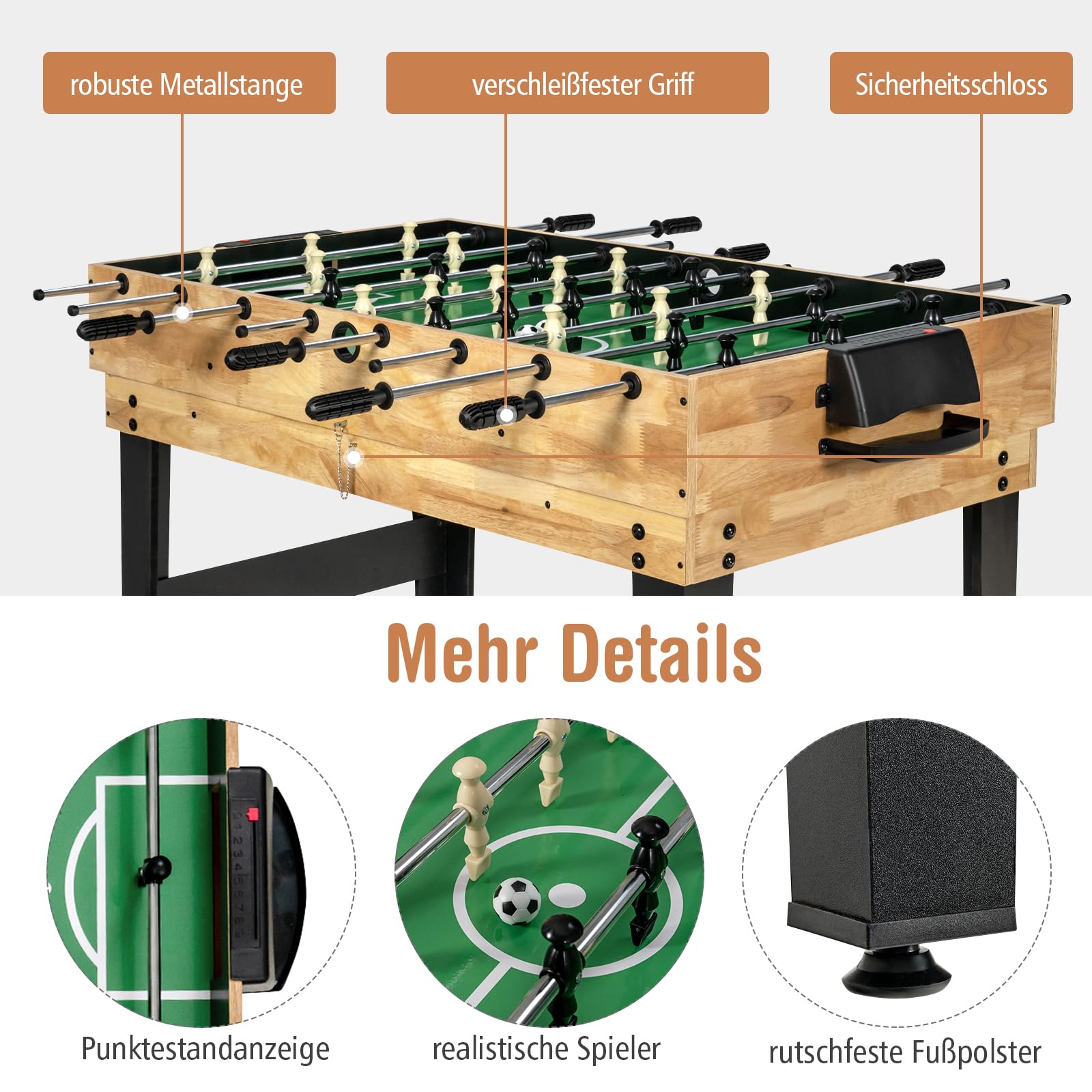 GOPLUS Wielofunkcyjny stół 10 w 1, stół do gry w piłkarzyki, hokej, tenis stołowy, bilard, shuffleboard, kręgle i 4 gry planszowe, zestaw dla dzieci i dorosłych