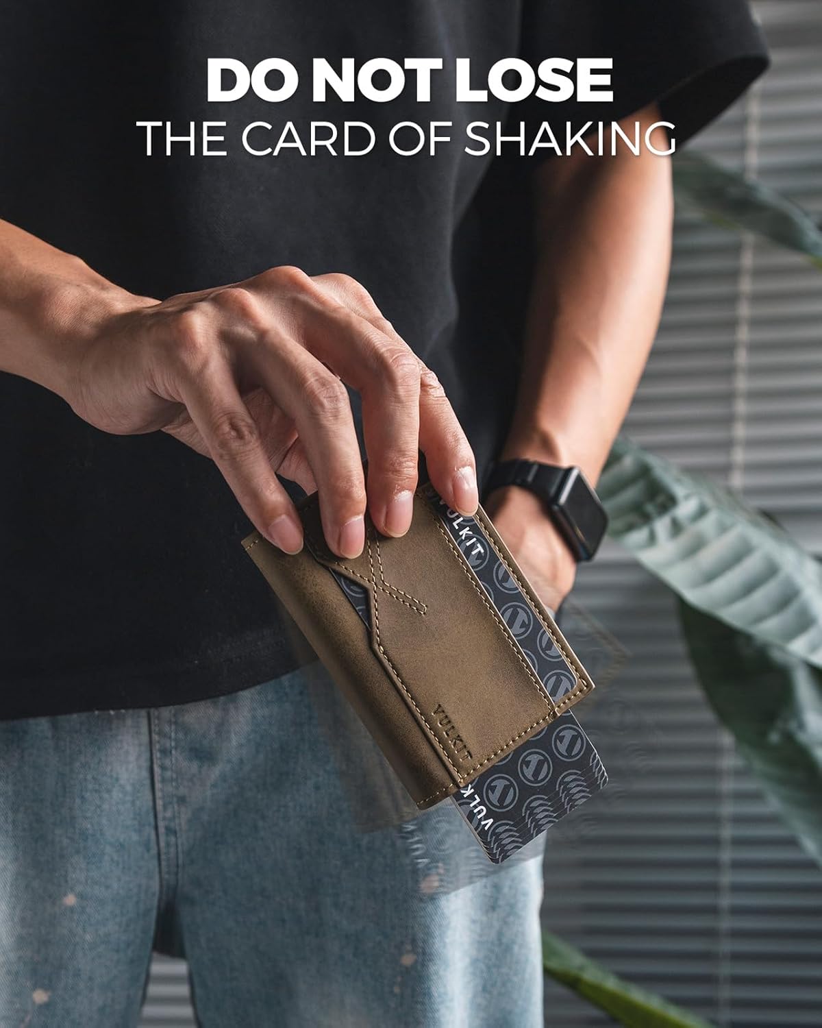 VULKIT Leather Minimalist Men's Wallet Pop Up Slim Front Pocket Credit Card Holder Wallet for Men Quick Card Access with ID Window, Chartreuse