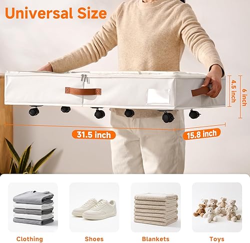 Miniatura 2 de Almacenamiento de 6 pulgadas debajo de la cama con ruedas, paquete de 2, contenedor de almacenamiento de zapatos debajo de la cama con tapa