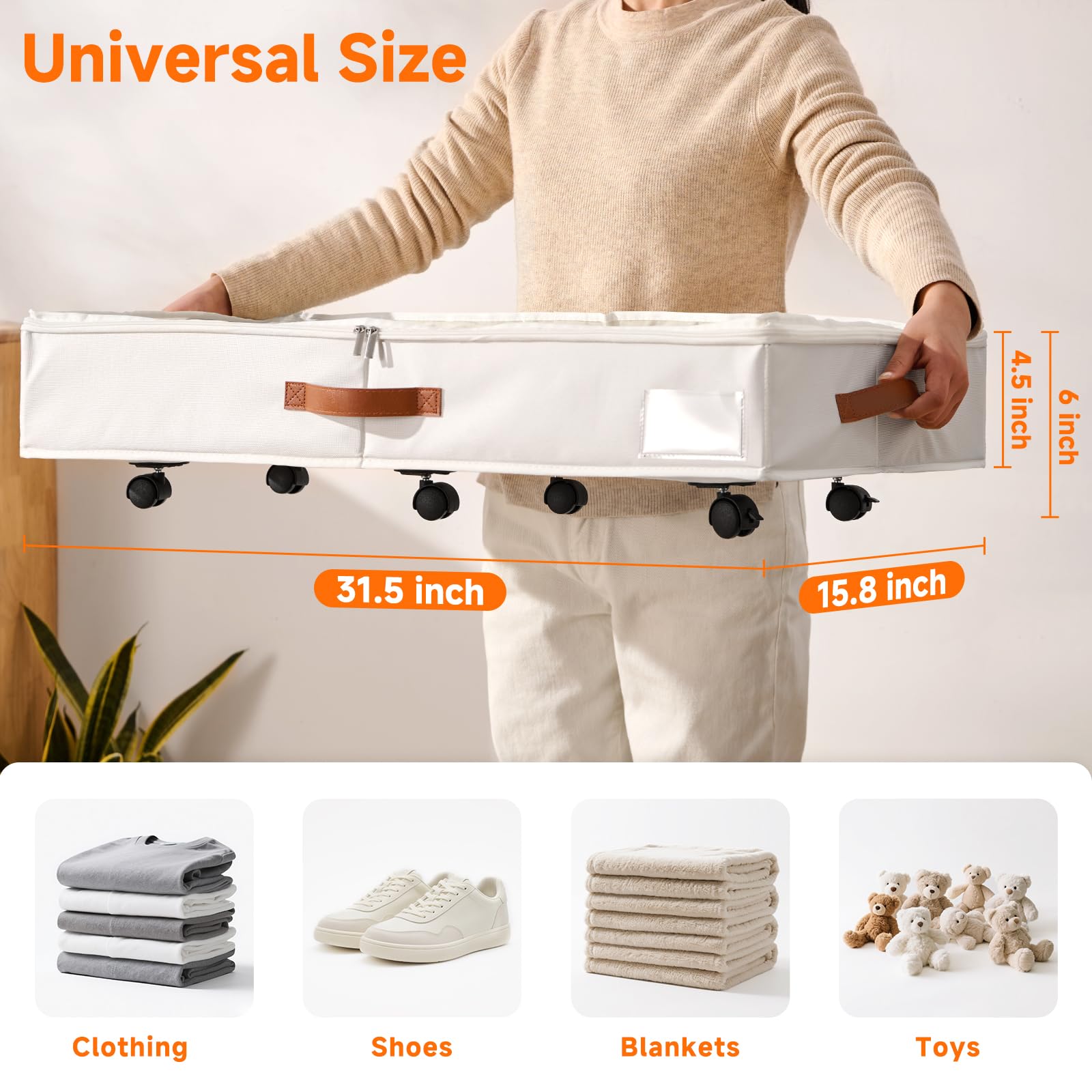 Sotto il letto con ruote, 11 cm, bianco