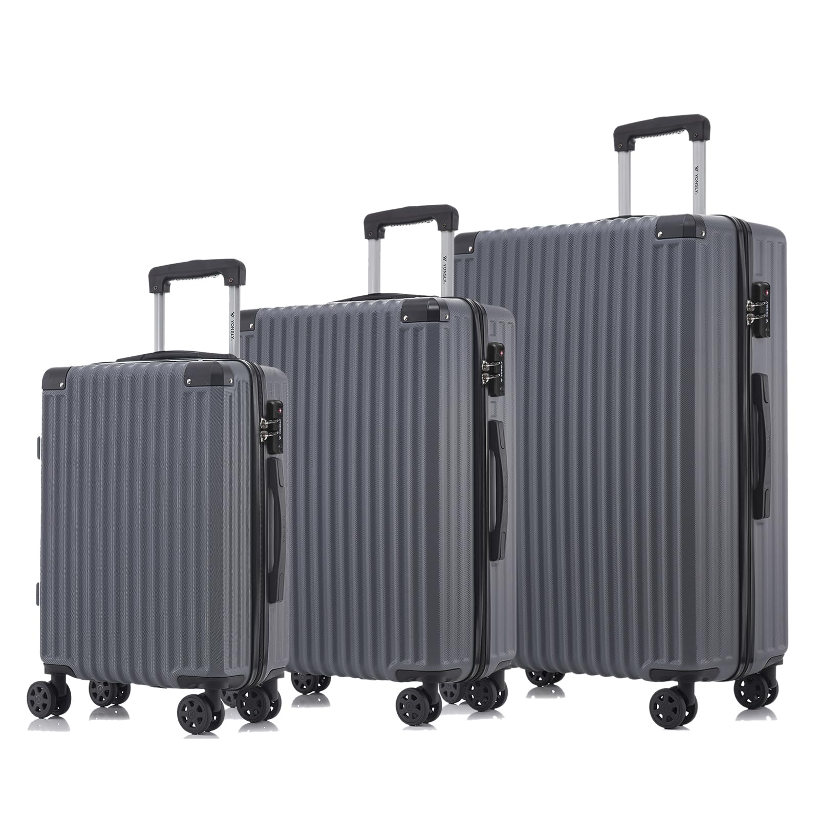 yonsly Koffer Suitcase, Trolley Reisekoffer, Rollkoffer Handgepäck mit 4 Rollen 360°, ABS Hartschalen, Sicherheitsschloss, Weicher Gummigriff, 210D-Futter