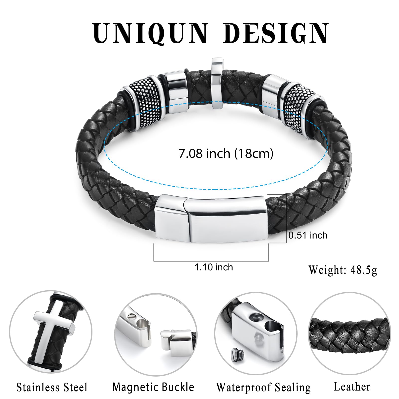 Minicremation - Pulsera para cenizas de piel auténtica para hombre