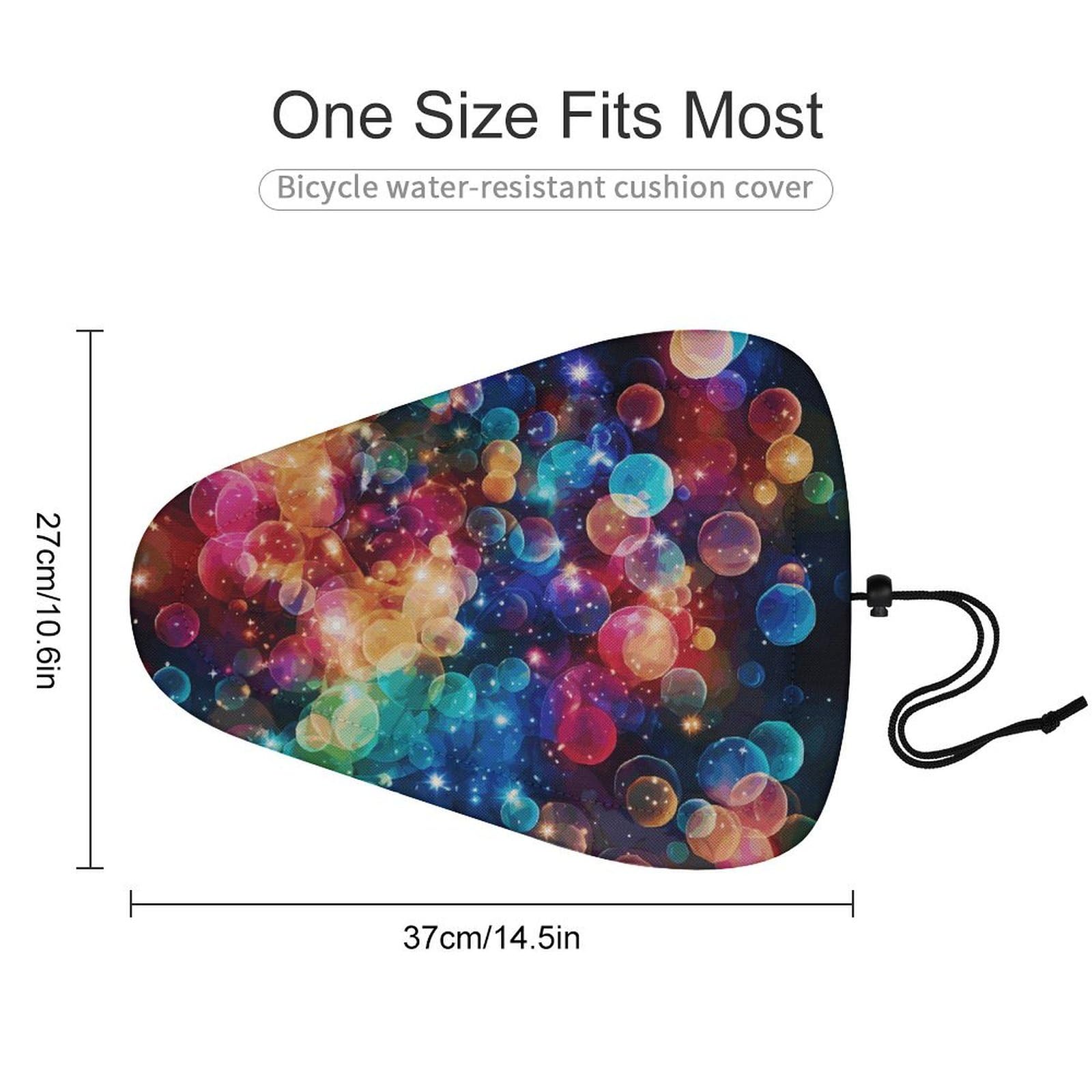 Colorful Rainbow Stars Bike Seat Cover - Universal Fit, Water-Repellent Bicycle Seat Cushion Heat Reduction Oxford Cloth, Drawstring Cushion Cover for Mountain/Road/Cruiser Bikes