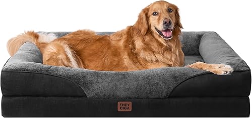 EHEYCIGA Cama de espuma viscoelástica XL para perros de tamaño XL, sofá ortopédico extragrande para perros con lados y forro impermeable, sofá cama