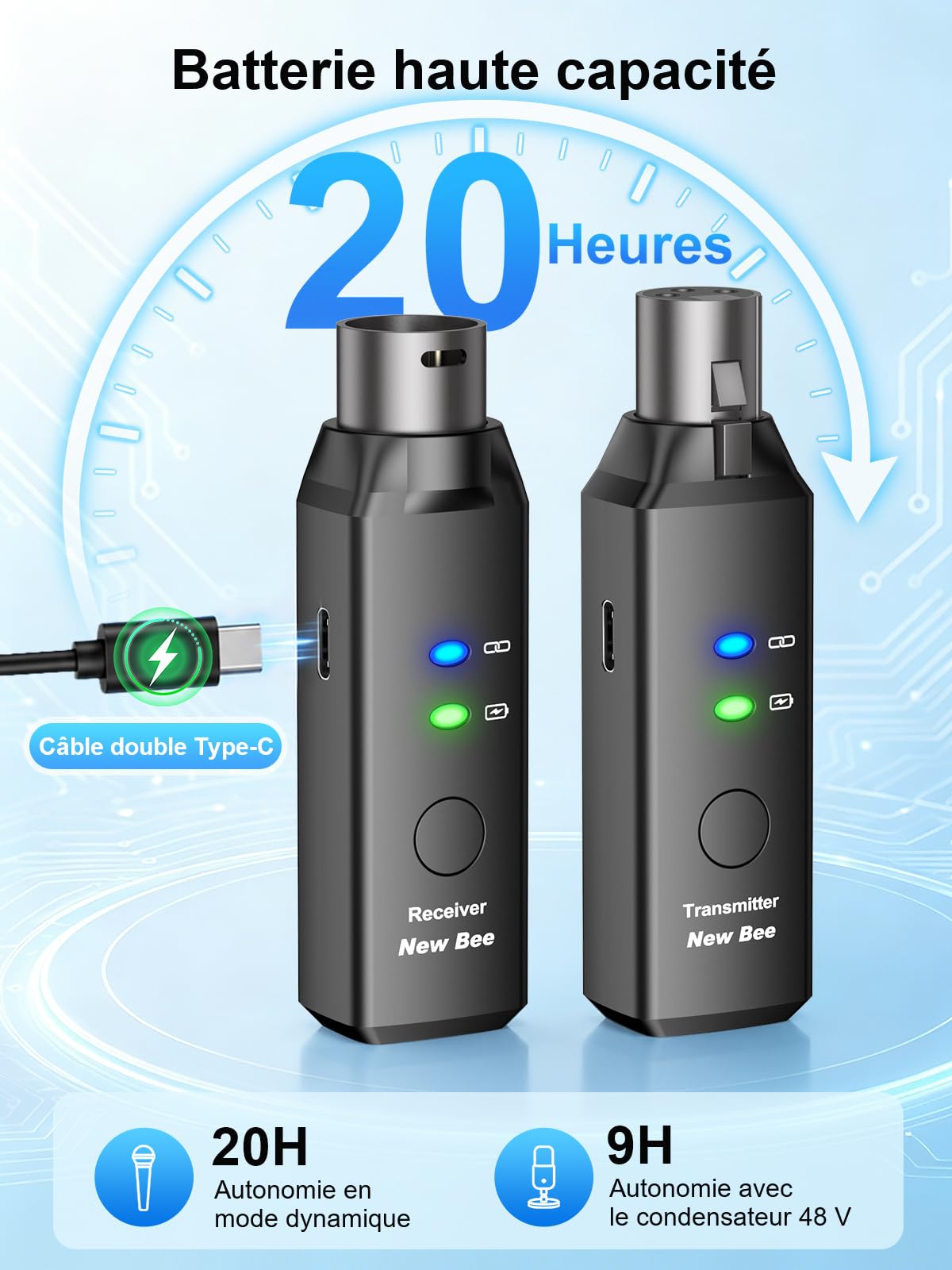 Émetteur et récepteur XLR sans fil