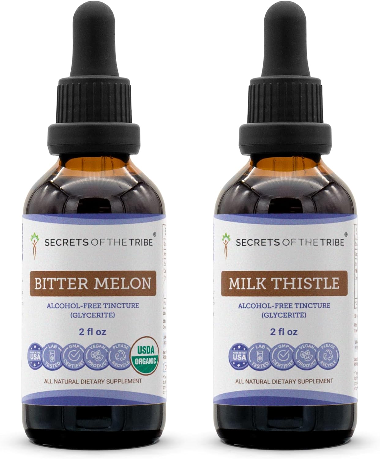 Secrets of the Tribe Bitter Melon and Milk Thistle Liquid Extract 2x2 oz | Momordica Charantia Dried Fruit and Silybum marianum Dried Seed