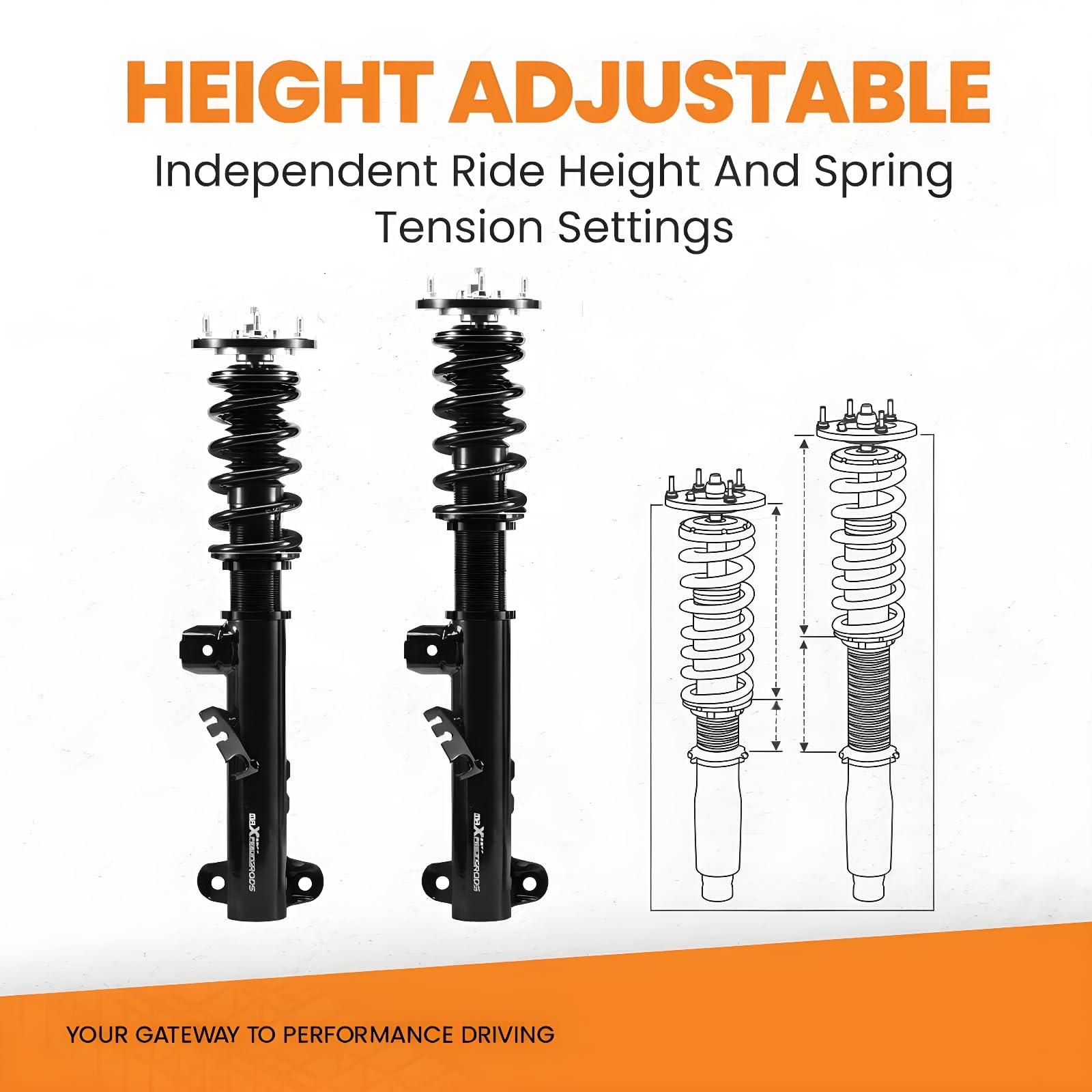 maXpeedingrods Amortiguador ajustable para BMW E36 Serie 3 Sedan Estate 316i 318i