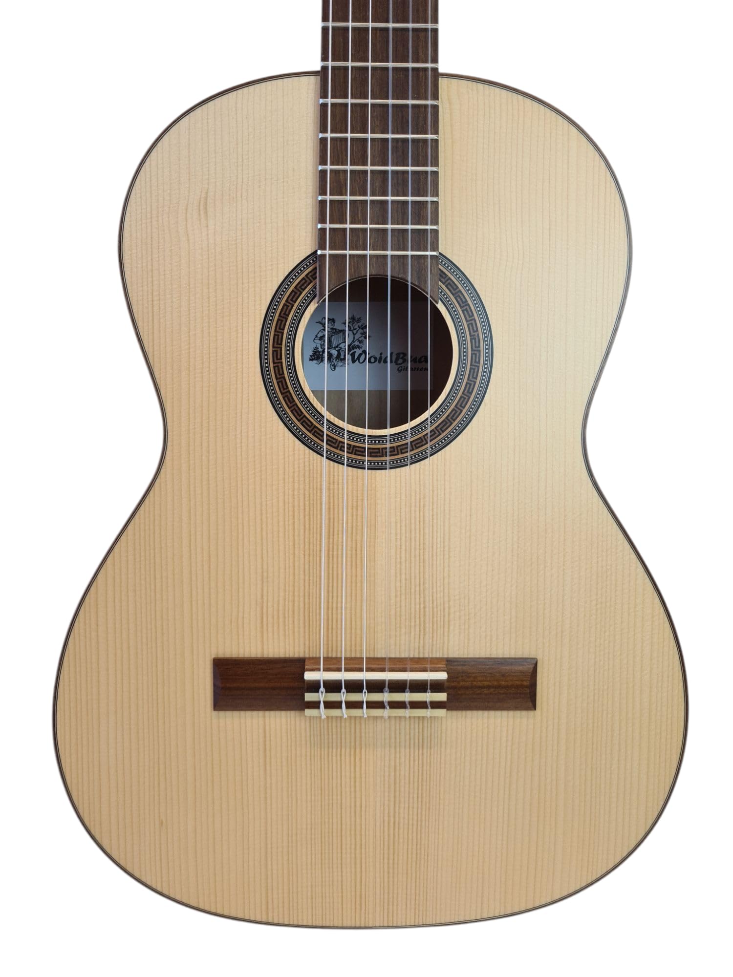 Konzertgitarre 4/4 vollmassiv WoidBua SS200 – massive Fichtendecke & Kirsche – mit Preamp, Tuner, Gurt & Gigbag – Klassikgitarre für Anfänger & Profis – warmer Klang, perfekte Ansprache