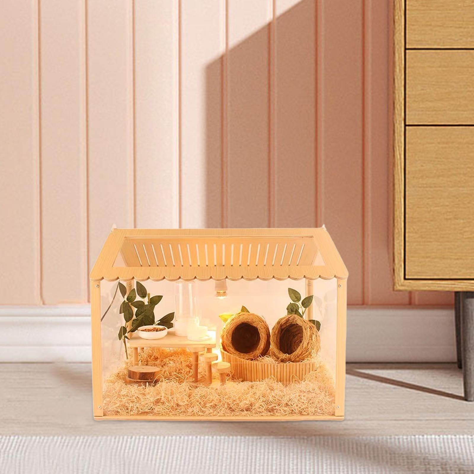 Habitat in legno per criceti, topi e ratti, facile da montare, offre divertimento, nascondigli e giochi attivi per animali domestici, criceti, ricci,