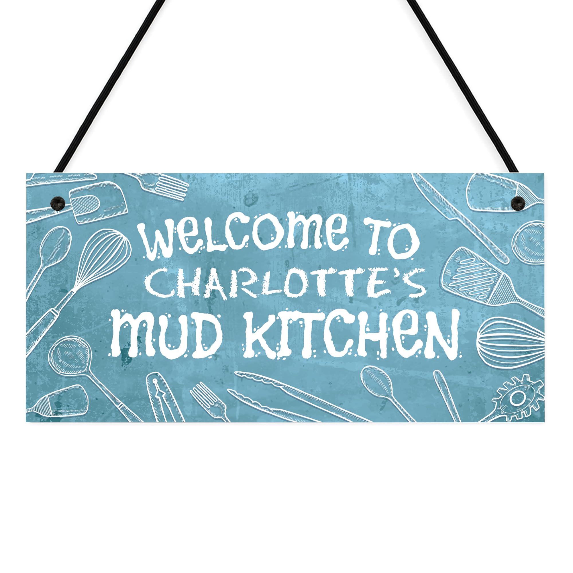 Red Ocean Personalised Welcome To The Mud Kitchen Sign Messy Play Area Outdoor Garden Signs Playhouse Decor Plaque For Kids Children Gift For Son Daughter