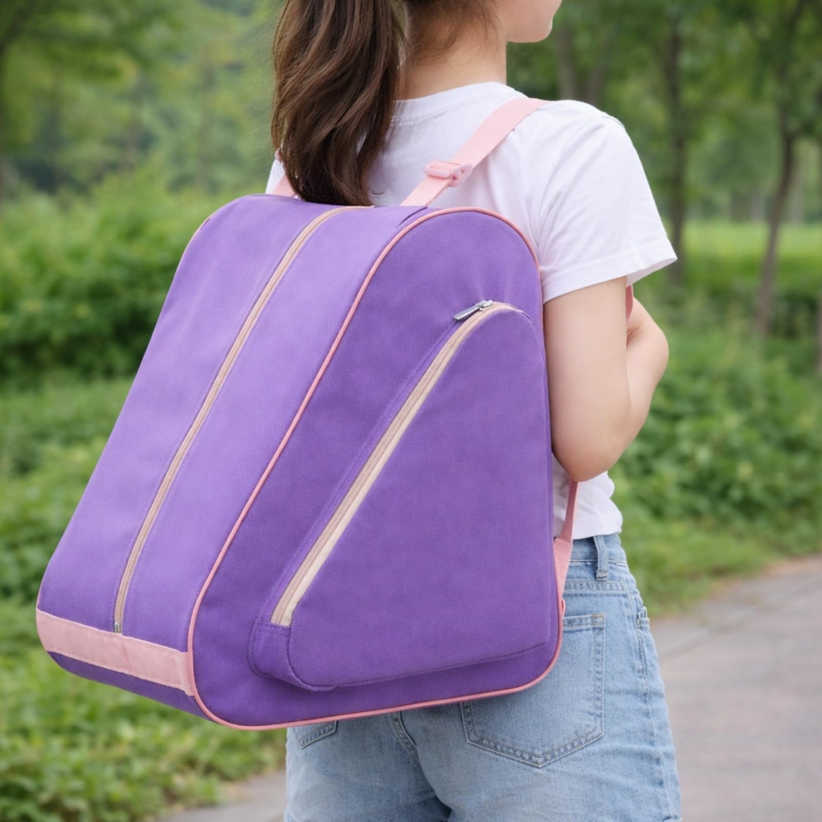 Bolsa para Patines con Correa Ajustable, Mochila para Patines de Hielo, Porta Patines de Ruedas