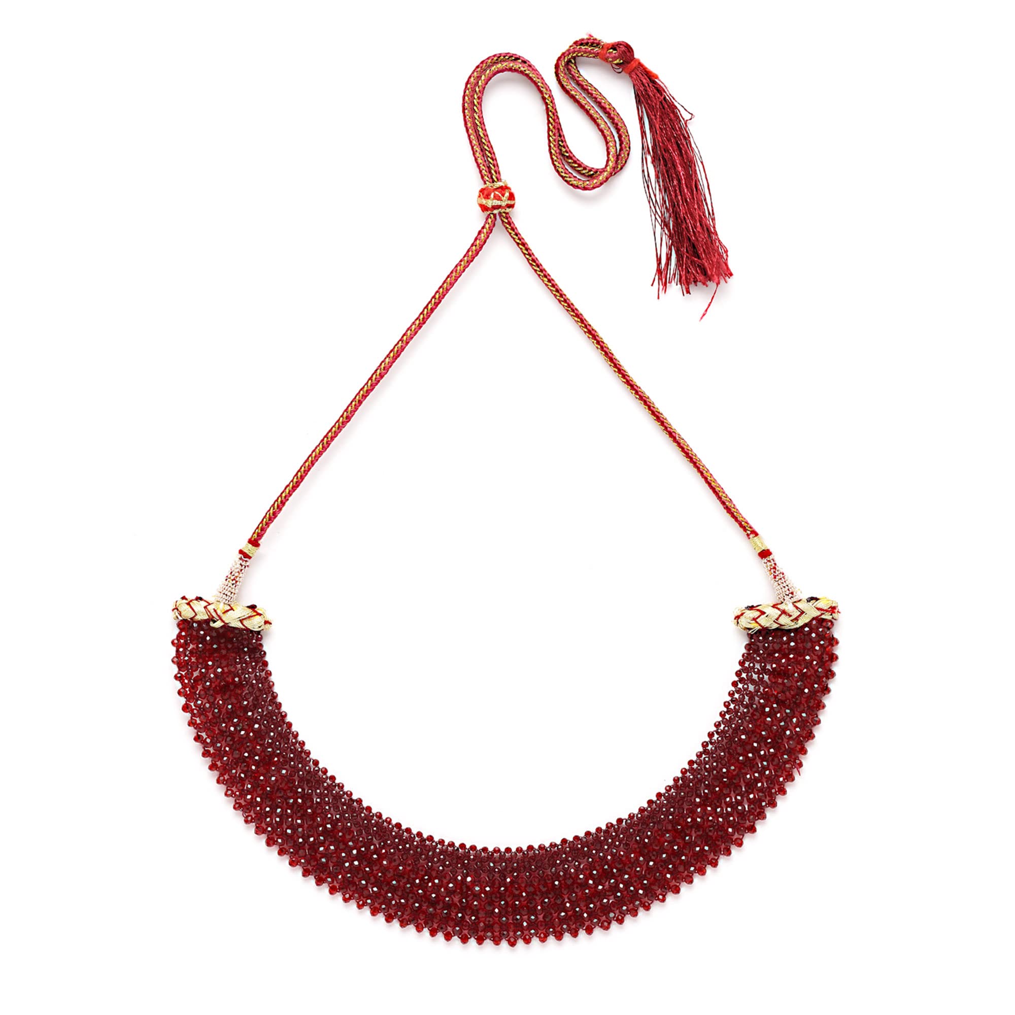 sanjog Shining Crystal Choker Necklace for Women Girls Party Wedding with Western Indian Dresses (Red) (B0BM61Y9G4) Amazon Price History, Amazon Price Tracker