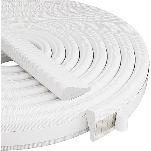 3Pcs×196" Wedge-Shape Foam Window Weather Stripping Door Seal Strip,Soundproofing Frame Insulation Tape for Exterior Front Door,Noise Cancelling Window Inserts,Door Gap Filler Light Blocker,White
