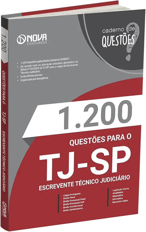 Livro 1.200 Questões Gabaritadas TJ-SP - Escrevente Técnico Judiciário