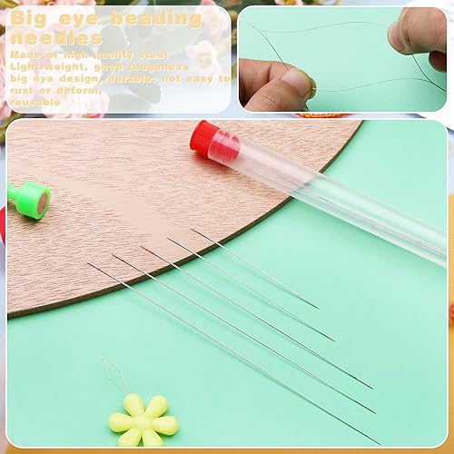 Miniatura 4 de 65 agujas de cuentas, 10 agujas de cuentas de ojo grande, 5 tamaños de agujas de hilo largas y rectas, agujas de bordado con botella de aguja,
