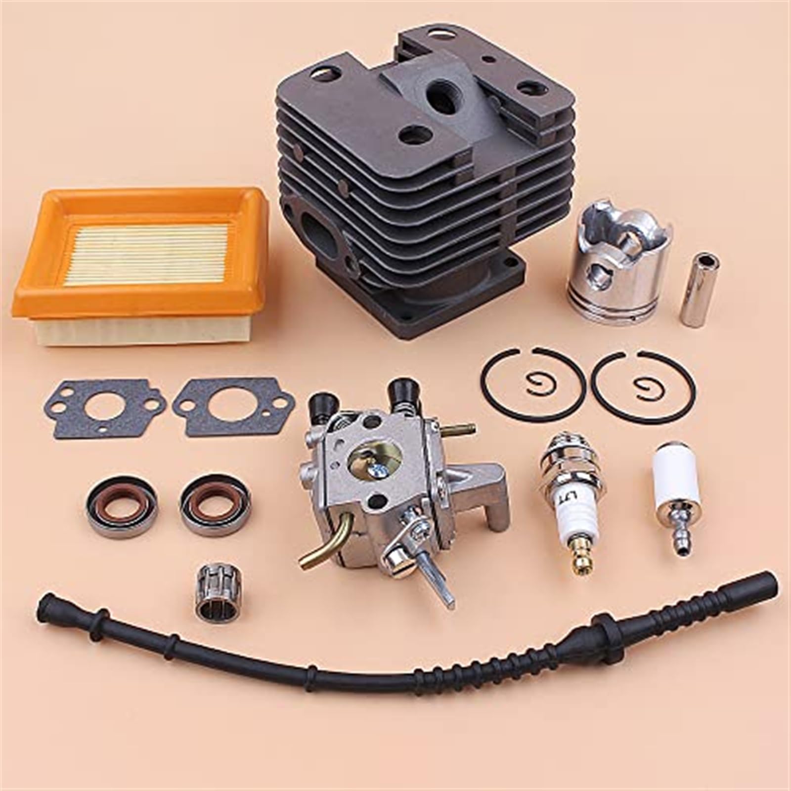 Wivplex Kit tubo flessibile del carburante filtro aria carburatore pistone cilindro da 35 mm, for STIHL, FS120 FS250 FS250R FS200 FS200R Trimmer Decespugliatore Parti Strumenti per la pulizia dell'ari