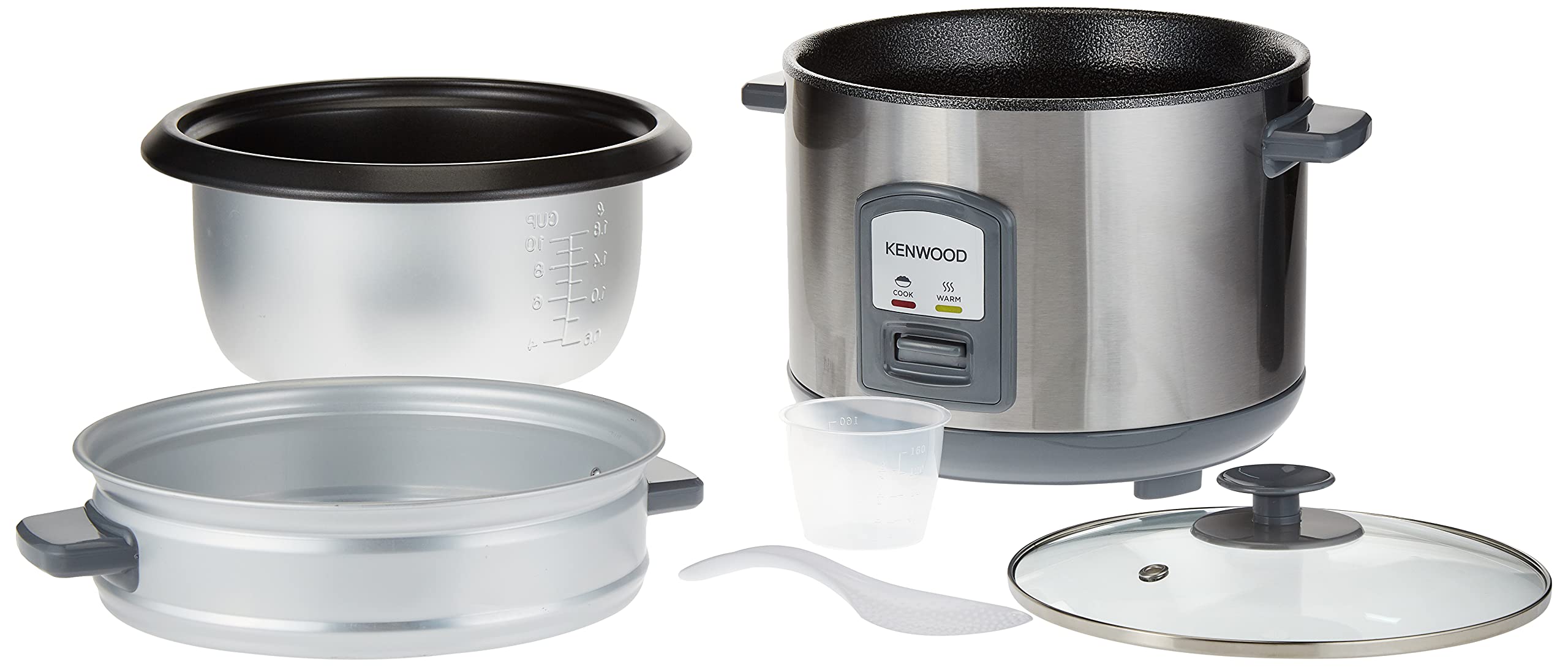 Kenwood Rice Cooker With Steamer, Stainless Steal, 1.8 Litre, Rcm45
