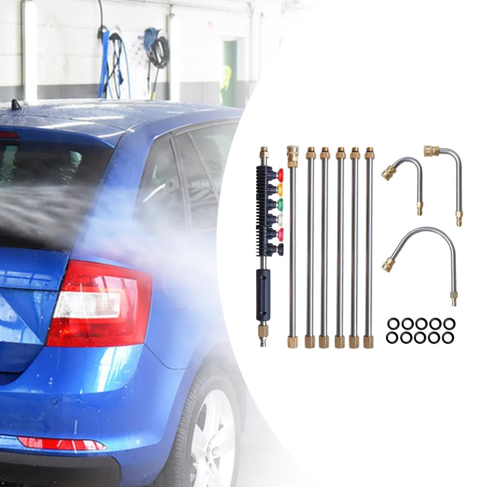 Accessori per idropulitrice con 6 punte per ugelli, 4 aste, attacco rapido, set di barre di estensione per idropulitrice facile da usare, 4000 PSI, 25 strumenti per la pulizia delle grondaie.
