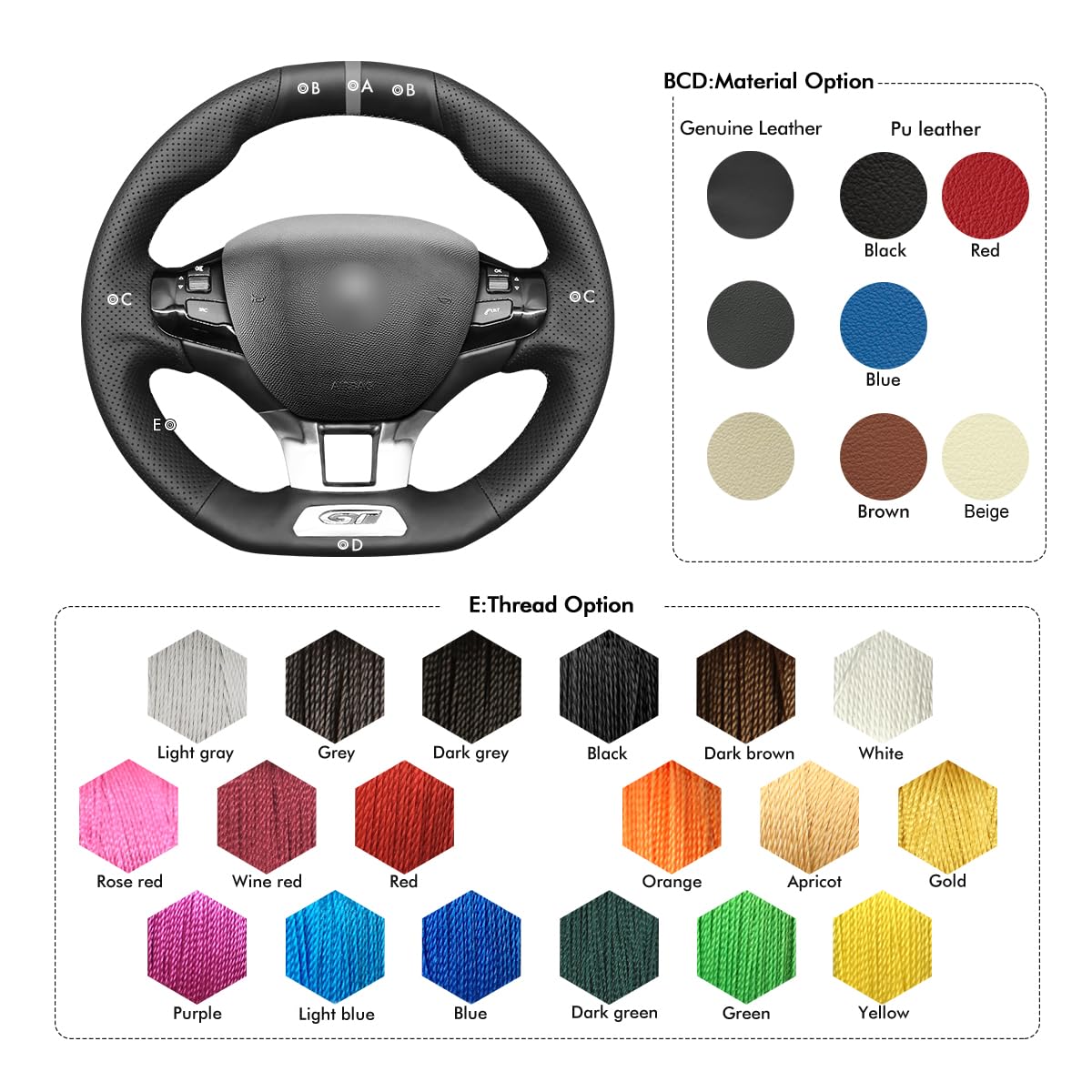 MEWANT Housse de Volant sur Mesure à Coudre pour Peugeot 208