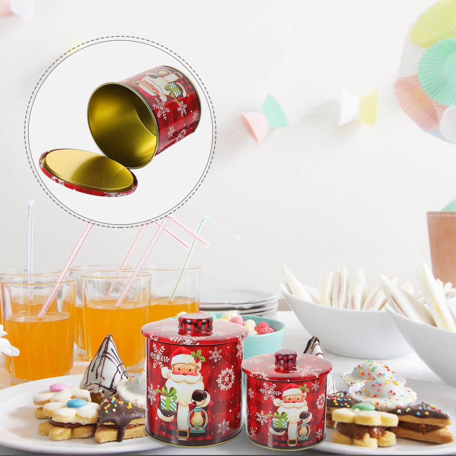Ipetboom Barattolo Biscotti in Latta Natalizio 2 Pezzi per Caramelle