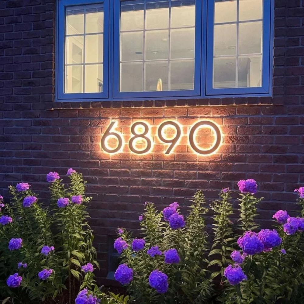 Numeri civici a LED personalizzati Targhetta con numeri civici in metallo con lettere LED in metallo per negozi e indirizzi (30 cm)