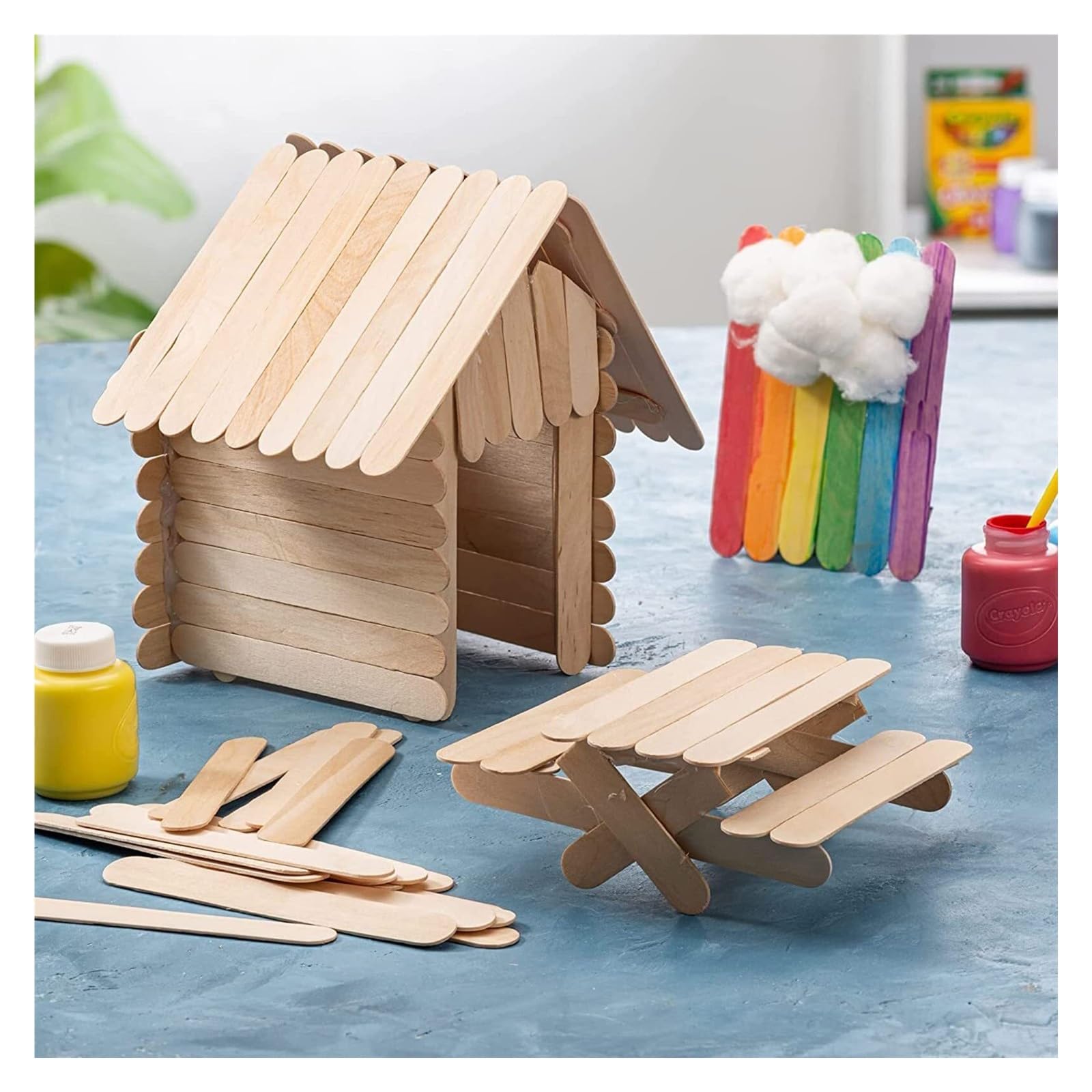 Lot de 200 bâtons de gâteau réutilisables en acrylique naturel de 11,4 cm de long pour travaux manuels, épilation, épilation, loisirs créatifs (naturel, 12 cm)