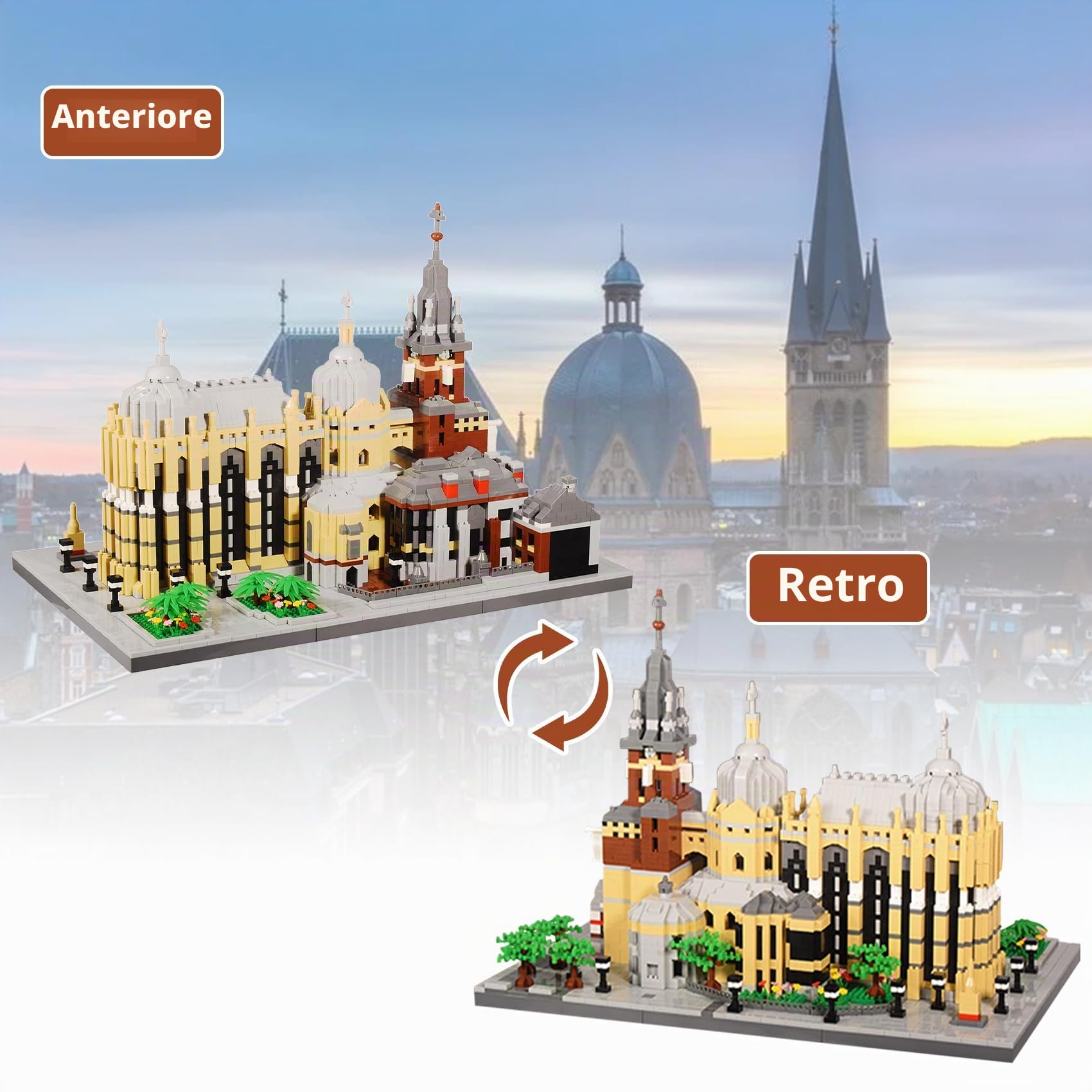 LULUFUN Set di blocchi da costruzione della cattedrale di Aquisgrana, giocattoli famosi in tutto il mondo, kit di micro mini blocchi per hobbisti, regalo per adulti e bambini (6650 pezzi)