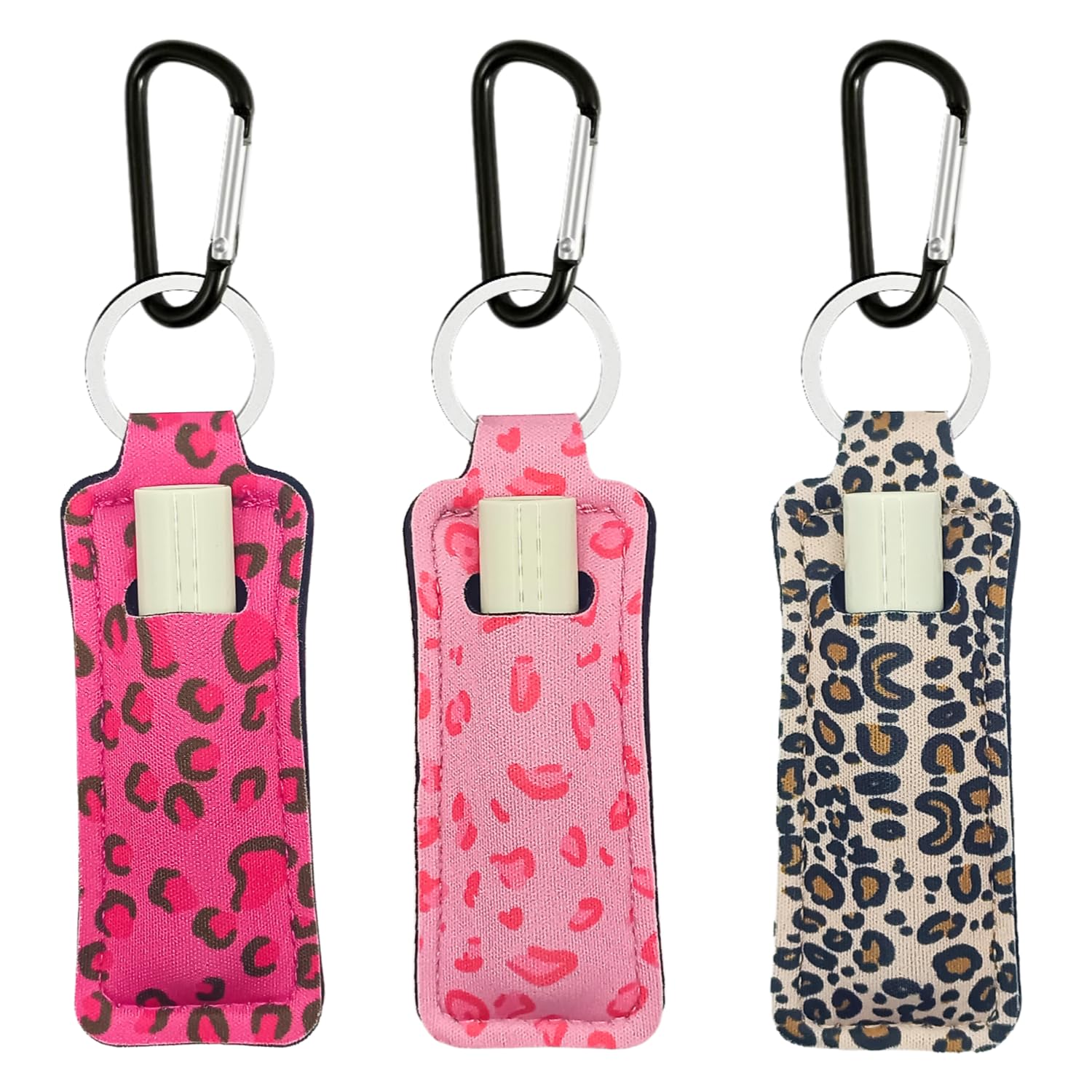 KUKEANVO Chapsticks Holder Keychain for Lipstick Lip Balm Keychain Holder with Clip, Stocking Stuffers for Women