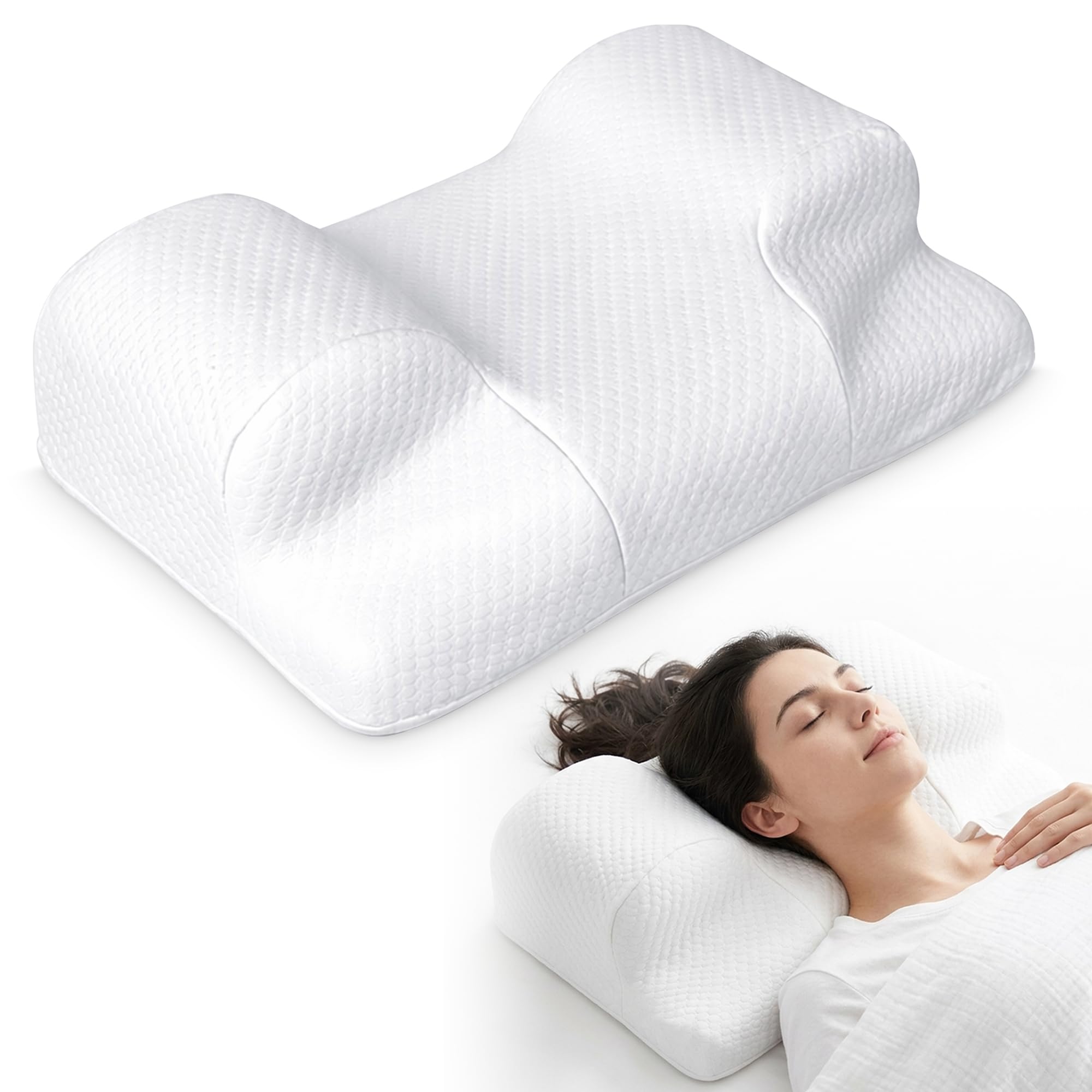 RelaxSleep Rückenschläferkissen Premium, ergonomisches Anti-Falten Kissen für stabile Rückenlage, nach Haartransplantation, Nasen-OP, Brust-OP, Botox & Beauty